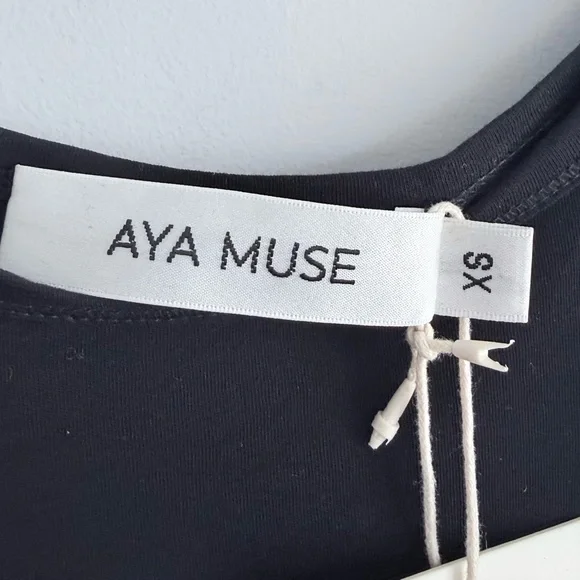 NWT AYA MUSE Scoop Tank Top Black XS Minimalist Semi Sheer Revolve - Picture 8 of 14